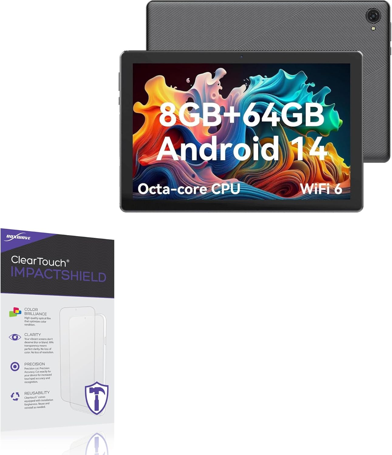 BoxWave Screen Protector Compatible with Jeazans Android Tablet 2024 (10.1 in) - ClearTouch ImpactShield (2-Pack), Impenetrable Screen Protector Flexible Film