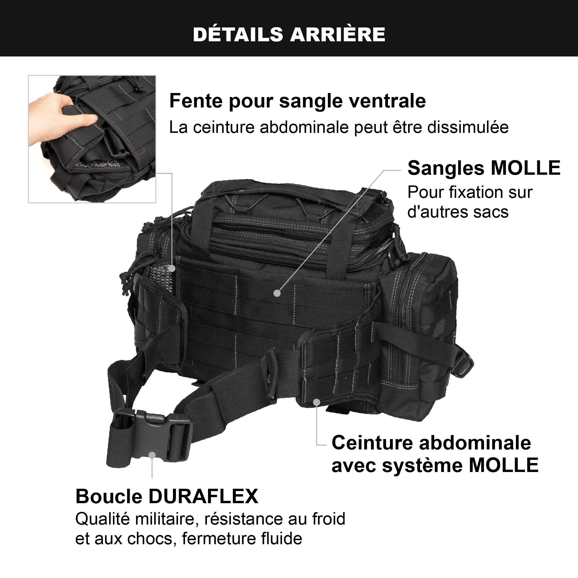 Magforce Sac Banane Tactique Sorcerer Waist Pack léger pour Voyage randonnée Nylon indéchirable Grande capacité Multi-Compartiments bandoulière zippée Kaki 1050D