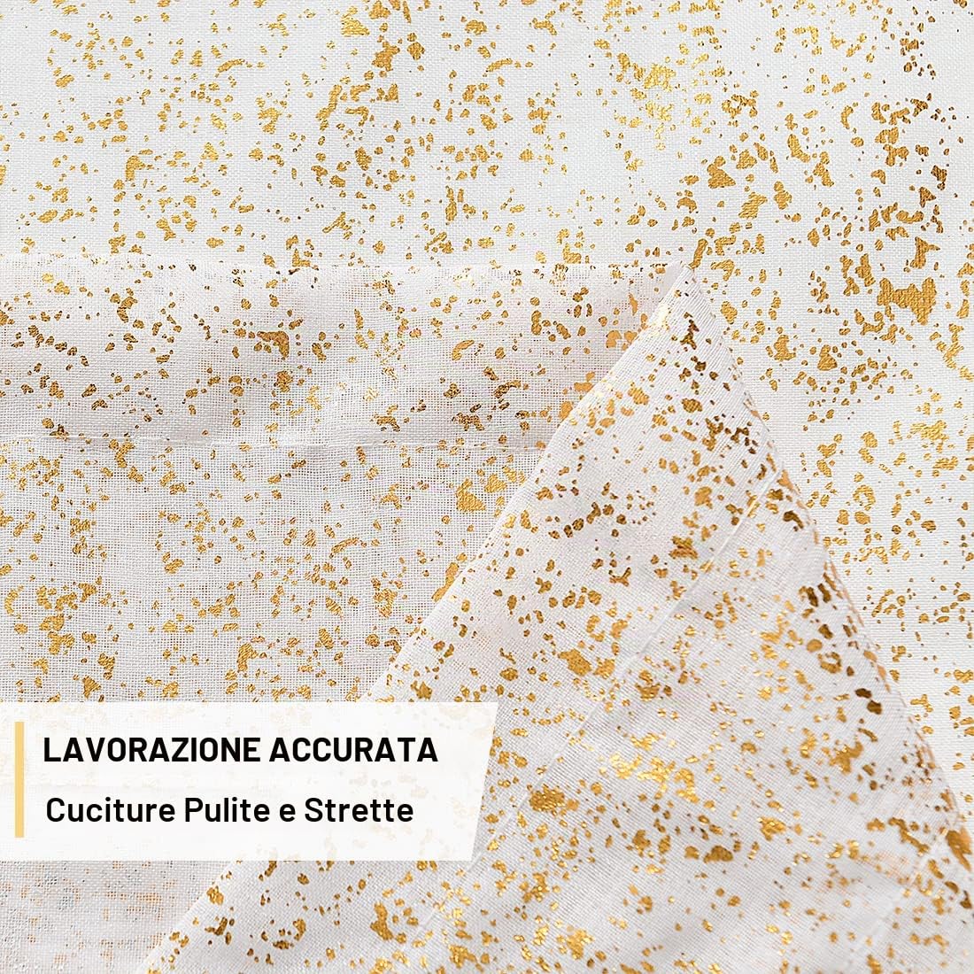 TERLYTEX Tende trasparenti bianche e dorate, lunghe 240 cm, con stampa a pois in lamina d'oro metallizzata, per soggiorno, con occhielli per la privacy, set di 2 pannelli, 133 x 240 cm, bianco oro