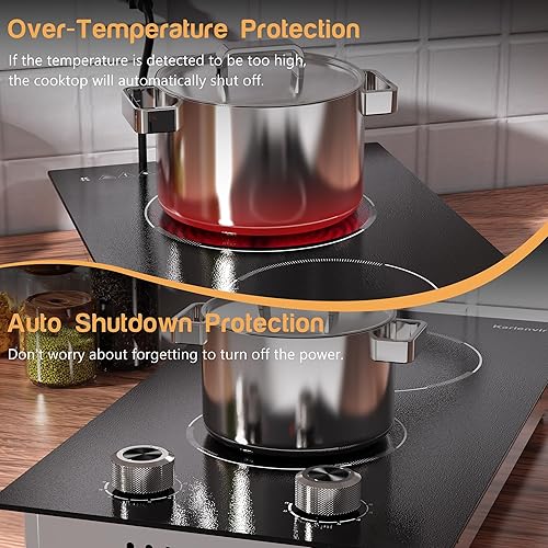 Miniatura 7 de Placa de cocina eléctrica de 2 quemadores, enchufe de estufa eléctrica de 110 V, placa de cocina eléctrica de 2000 W con controles de perilla, Negro