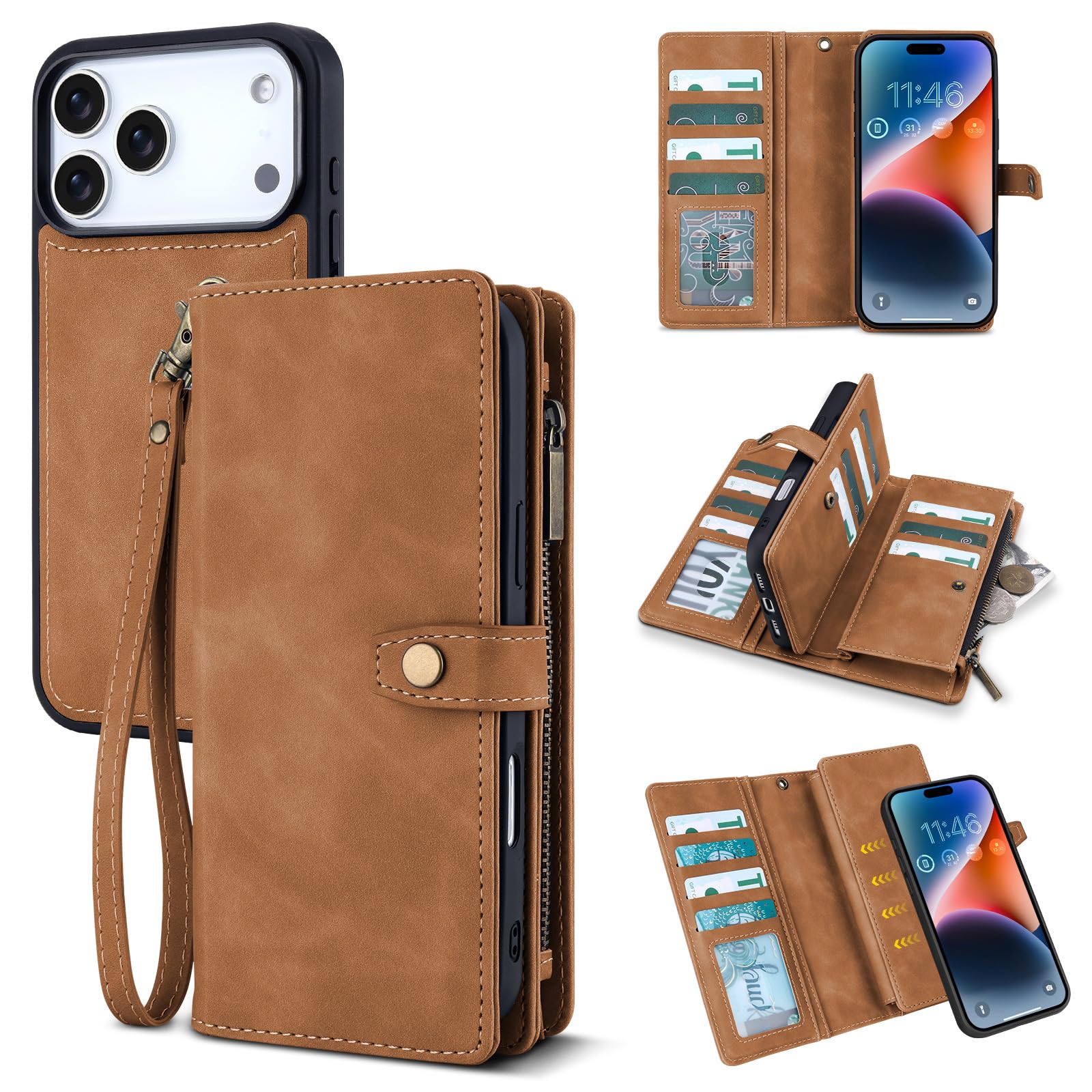 Photo 1 of TwoHead Wallet Case for iPhone 17 Pro Max, Brown