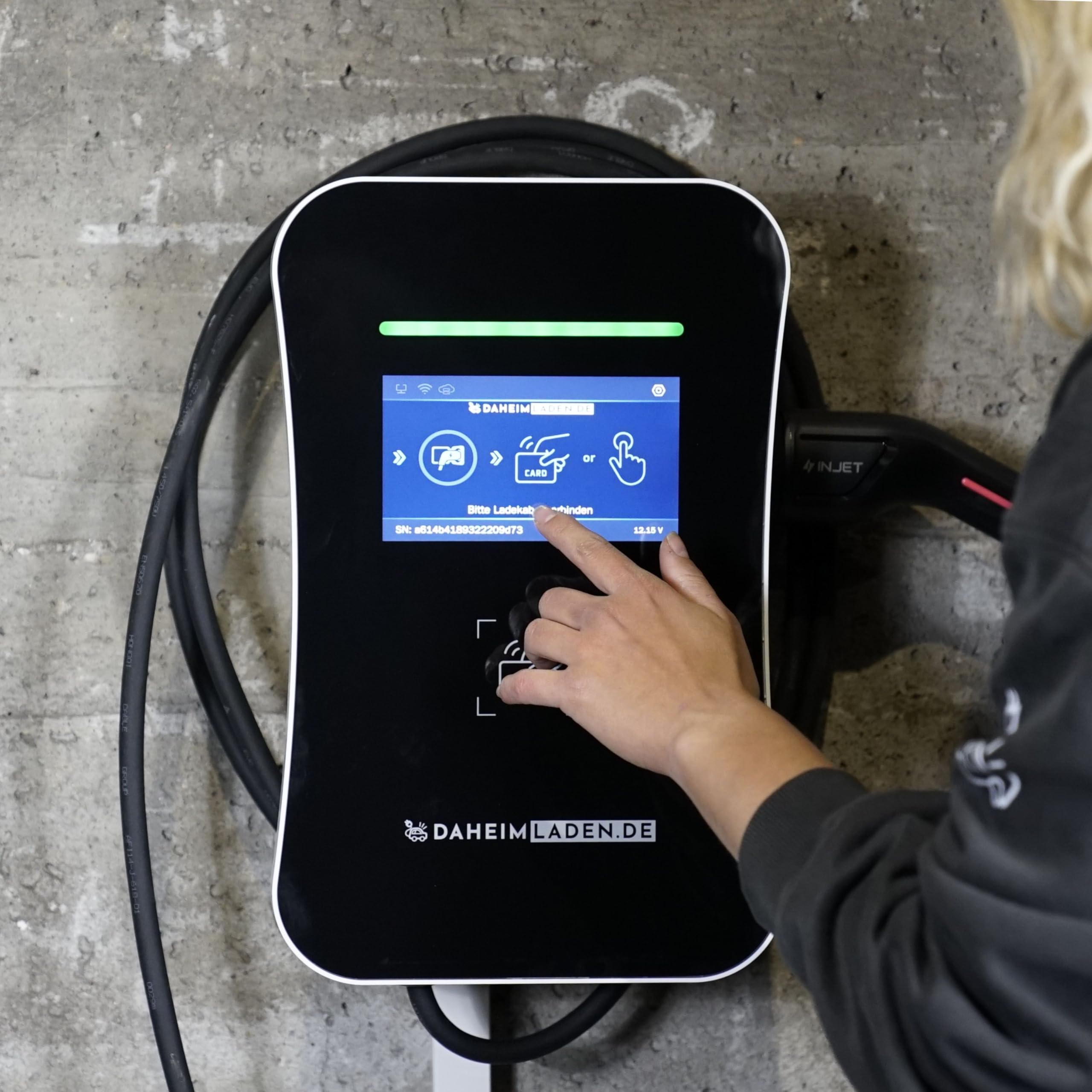 DAHEIM LADEN.DE Touch PRO Wallbox 11kW, mit 7.5m Ladekabel, mit App, MID-Stromzähler, PV-Überschussladen, Lastmanagement, RFID, 14a