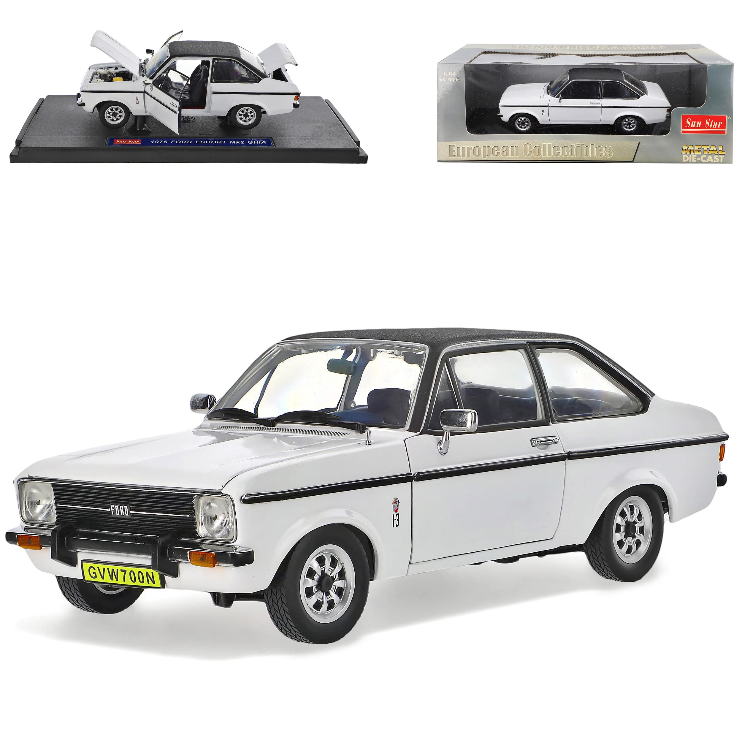 F*o*r*d Escort Coupe GHIA Weiss 2. Generation 1974-1980 1/18 Sun Star Modell Auto