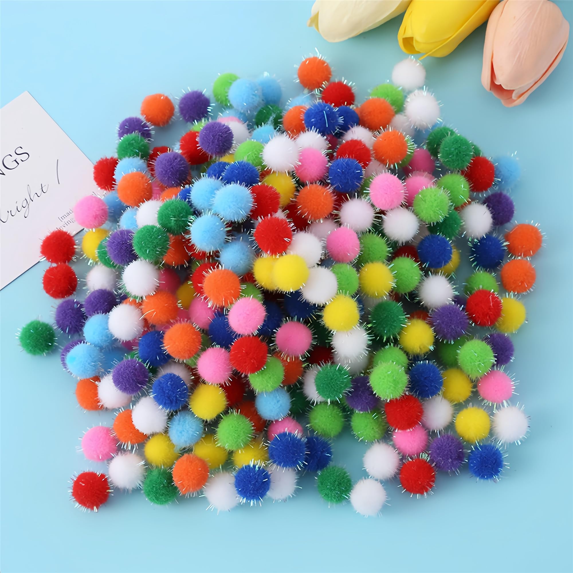 Pom-poms Ball Fluffy Craft, Brokatowe pompony, cekinowe kulki, kolorowe cekiny w kształcie kulek, pompony świąteczne, dekoracje świąteczne(600 Stück)