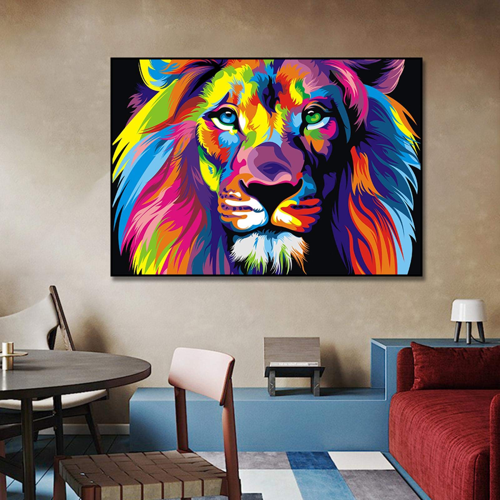 Tableau Toile Imprimé Lion 50x100 Cm - Décor Moderne Salon - Marque Tulup