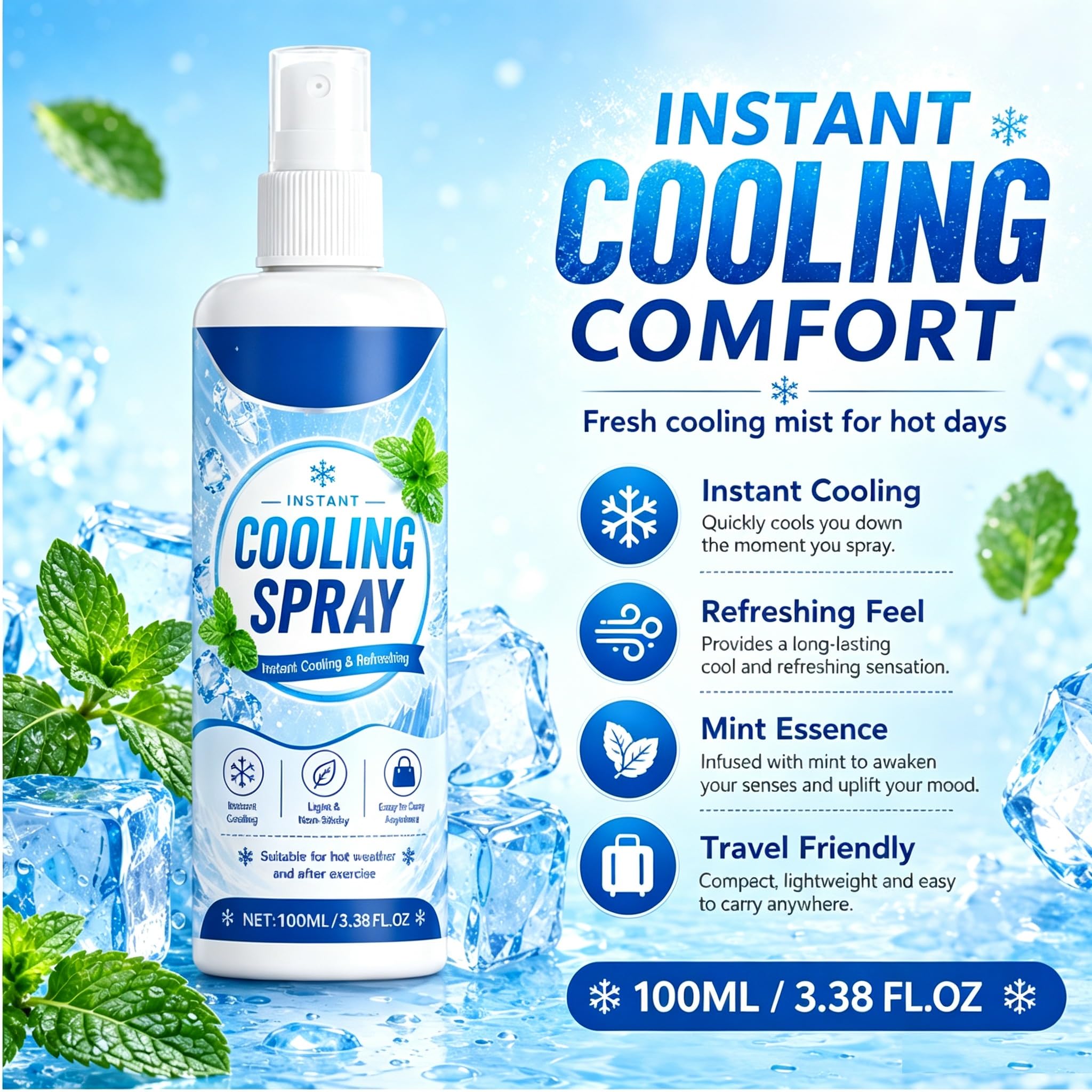 Instant Cooling Mist Spray für heißes Wetter, Summer Essentials Cooling Spray für das Gesicht (8pcs)