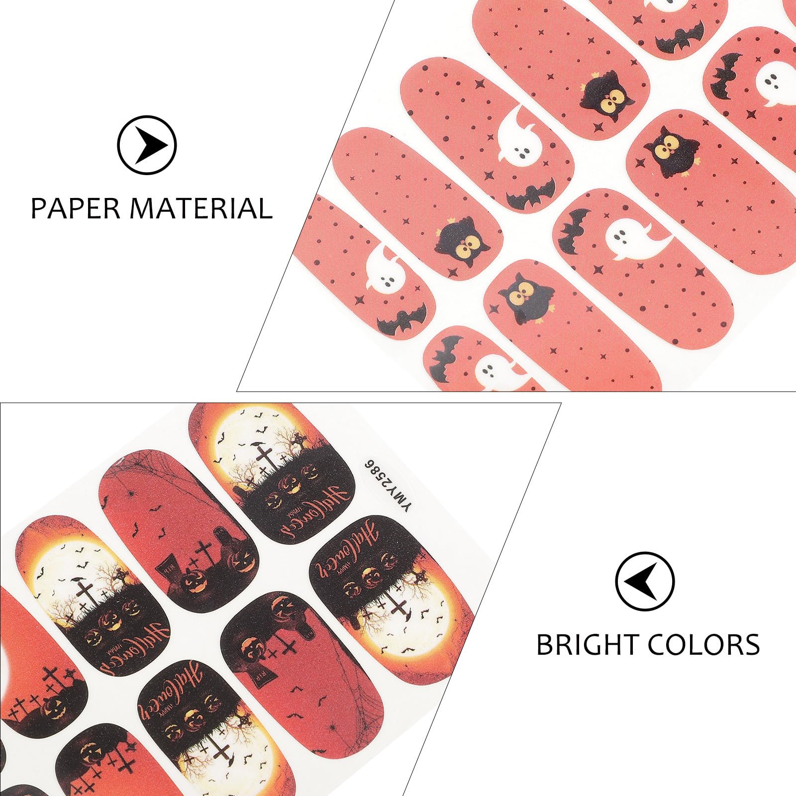 SOLUSTRE 40 Fogli Adesivi per Unghie Halloween in Carta 10 Fogli Decorativi Facili da Usare per Manicure Finta e Naturale per Festa di Halloween Stili multipli