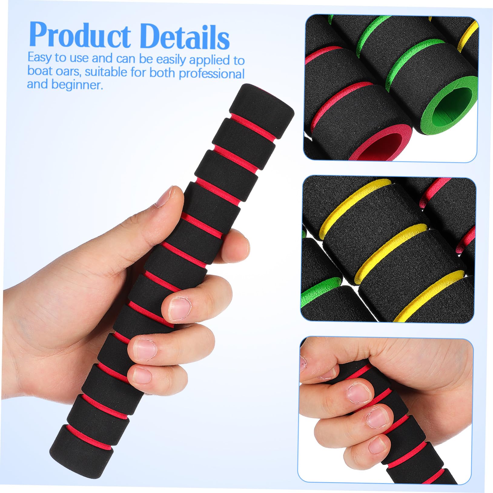 Anneome 4 paia Coprimanico in Spugna Antiscivolo per Pagaia Kayak Manicotti Impugnatura Ergonomici Rosso Blu Verde Giallo Protezione Comfort e Controllo Potenza