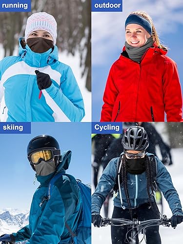 Miniatura 6 de SATINIOR Paquete de 6 polainas de cuello de forro polar de invierno, polaina de cuello para esquí, resistente al viento, para esquí, unisex