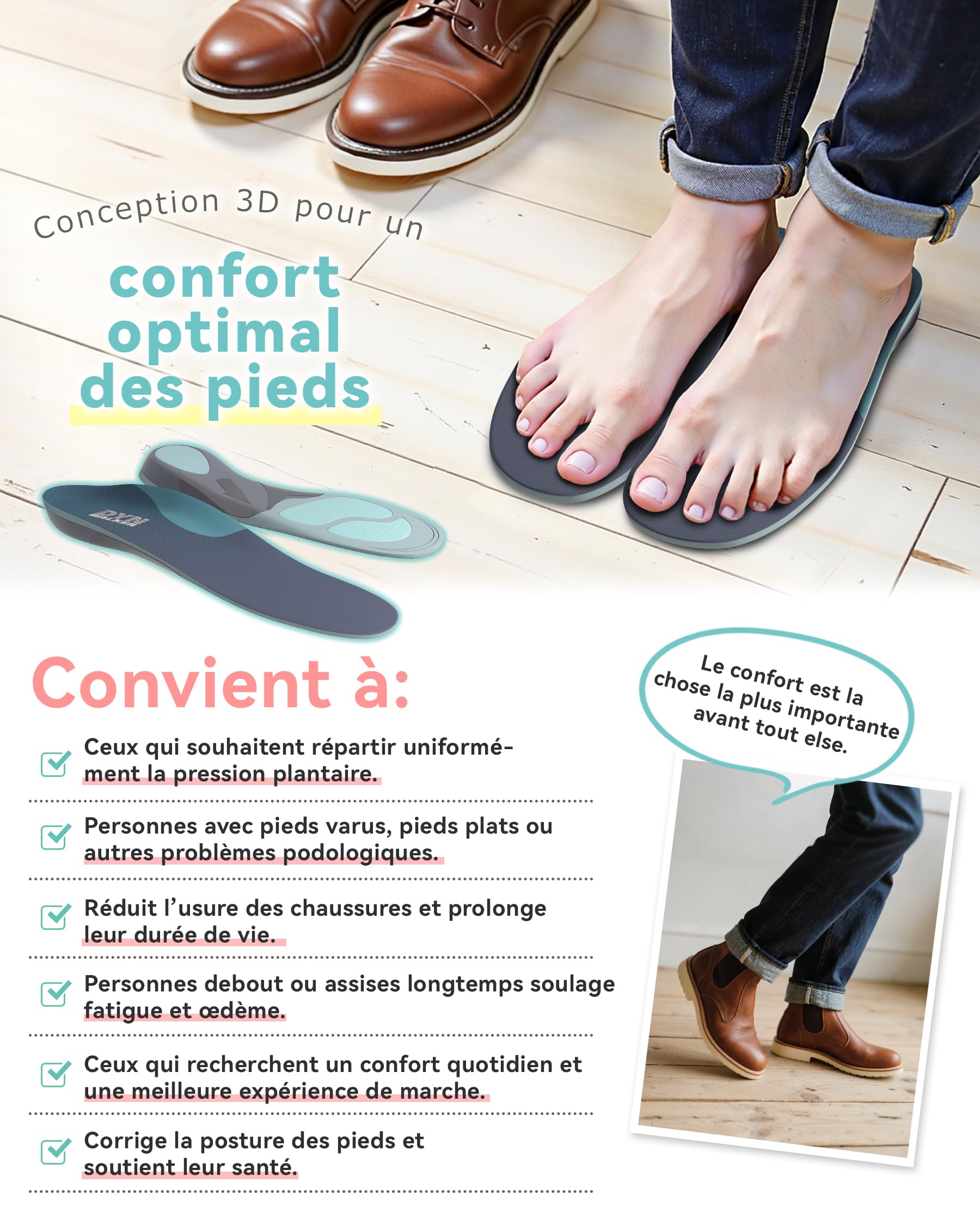 Solette Ortopediche, DynWalker Plantare Per Sperone, 35% Di Ammortizzazione In Più, Allevia Gambe A X/O E Rotazione Interna Eccessiva, S