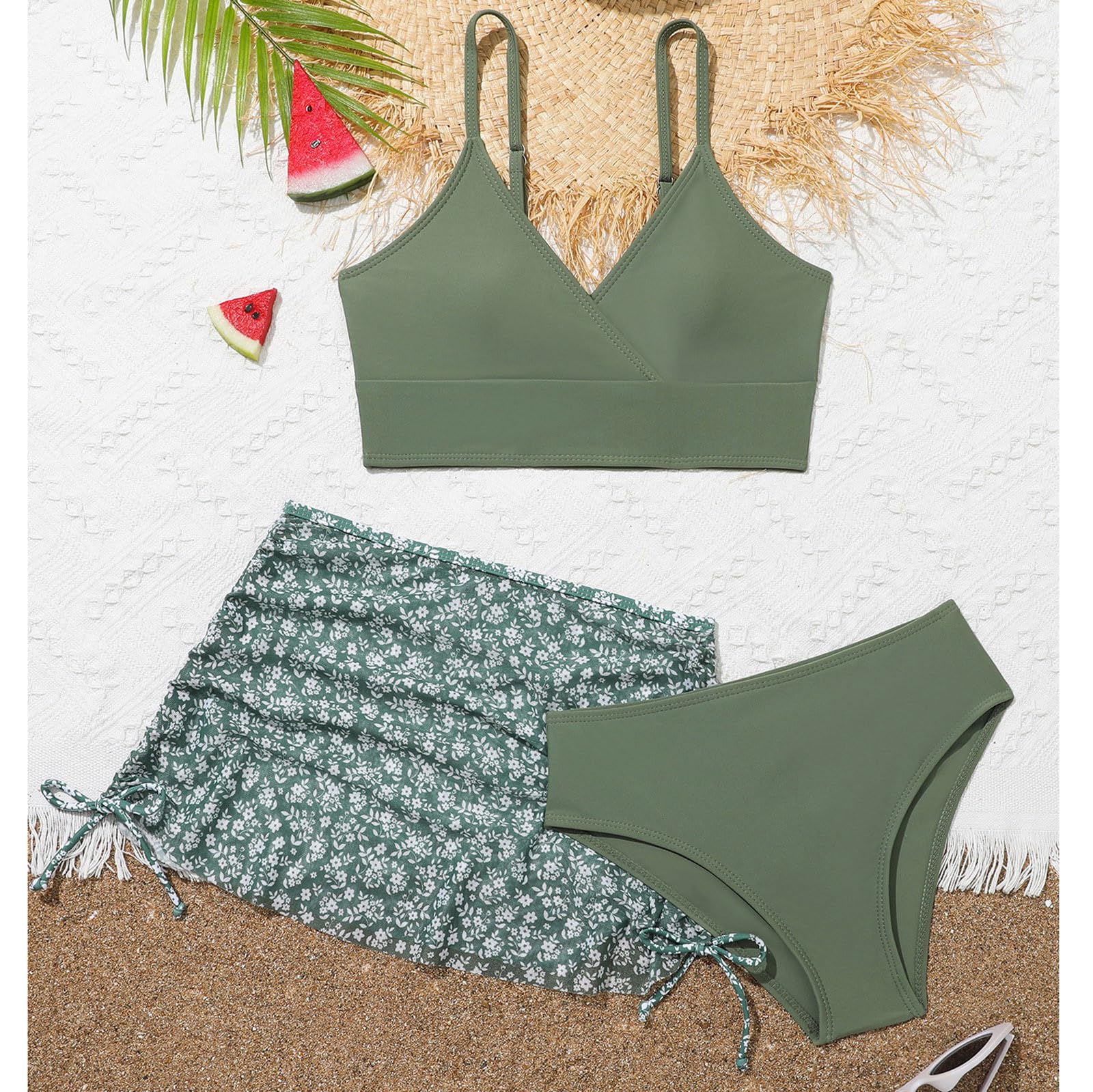 Traje de baño niña una pieza protección solar UPF 50+ UV anti-UV volantes playa floral