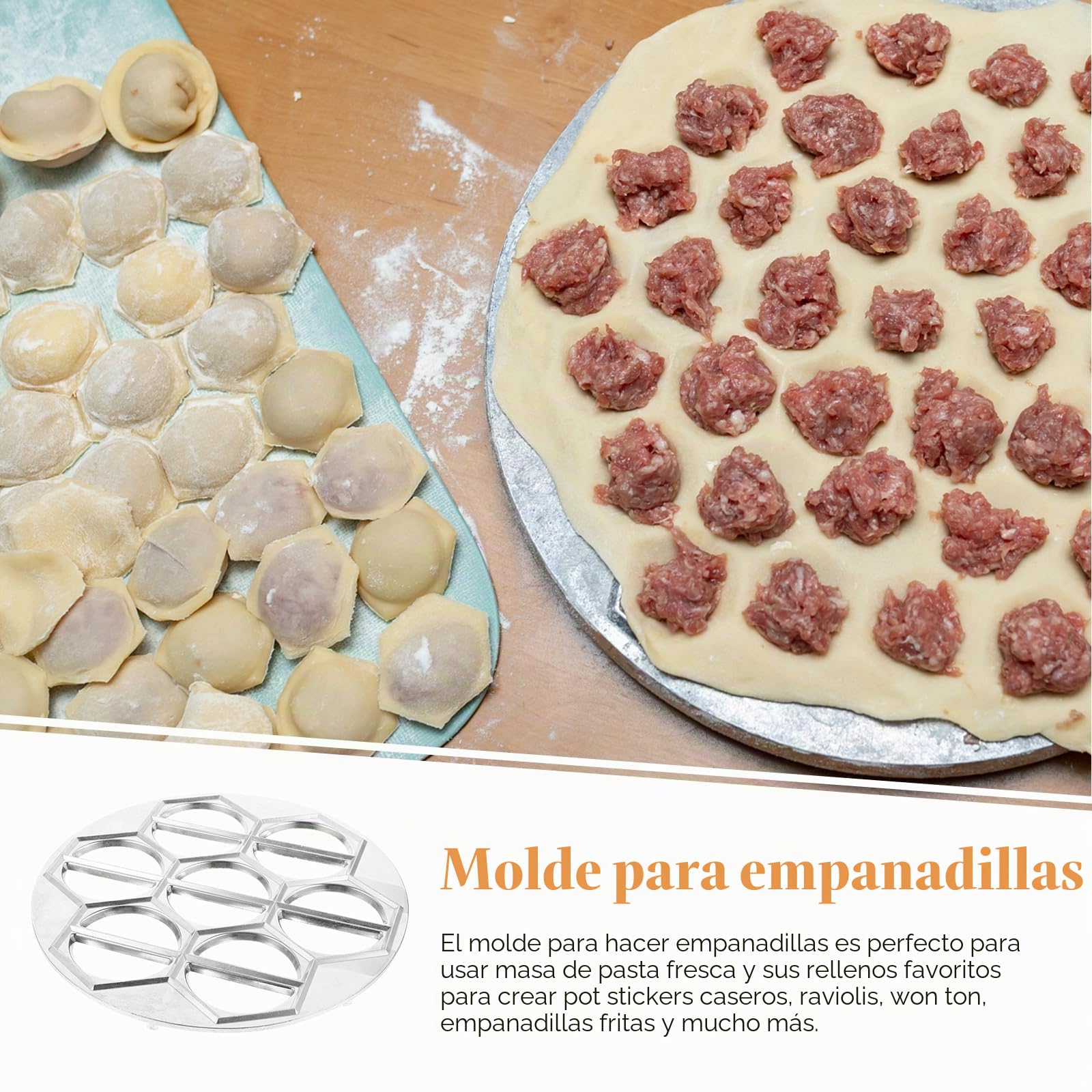 Housoutil Molde Para Hacer Empanadillas De Aluminio Con 14 Huecos Prensa Manual Para Dumplings Pelmeni Pierogi Y Albóndigas Caseras