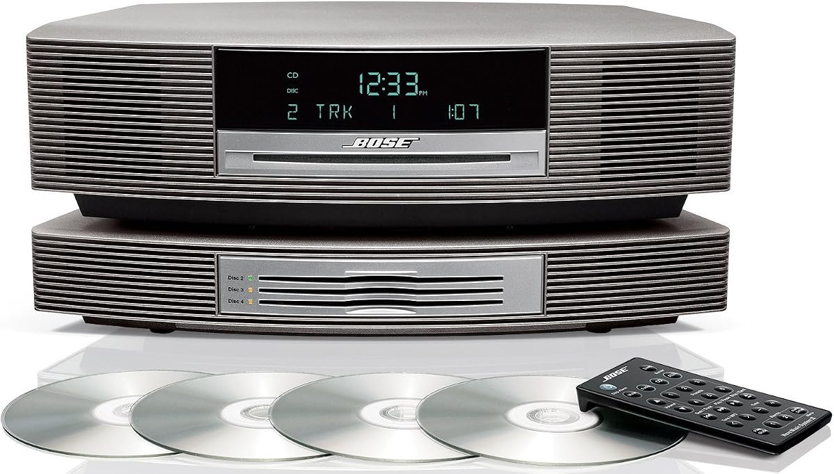 Sistema de música Bose Wave con cambiador de CD múltiple - Plata titanio, compatible con Alexa Amazon Echo (renovado)