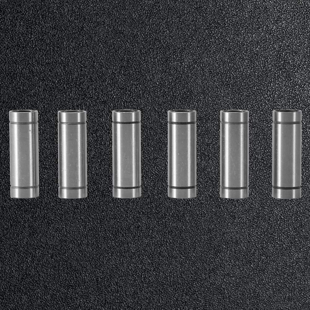 LM8LUU Linear Motion Ball Bearings, 8mm Inner Diameter, 15mm Outer Diameter, 45mm Length, 6pcs for 3D Printer CNC Parts with Slide Bearing, Steel, Double Sealed,