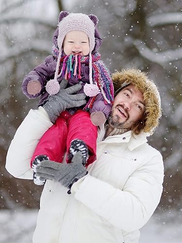 Miniatura 5 de Boao 5 pares de guantes de punto elásticos para niños pequeños, guantes cálidos de invierno para niños y niñas