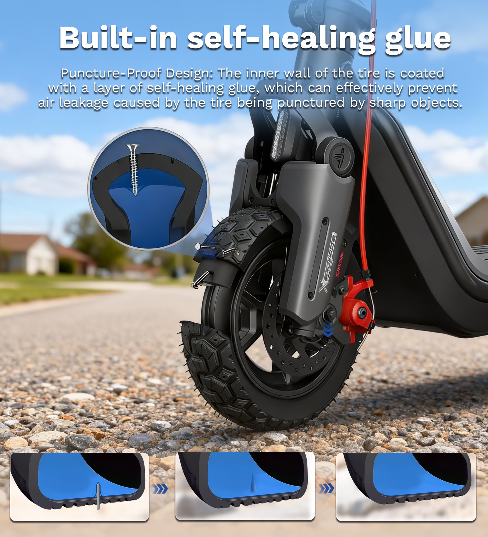 Amazon.com: Felixstory 70/60-7.5 Self-sealing Tubeless Tire, Fit