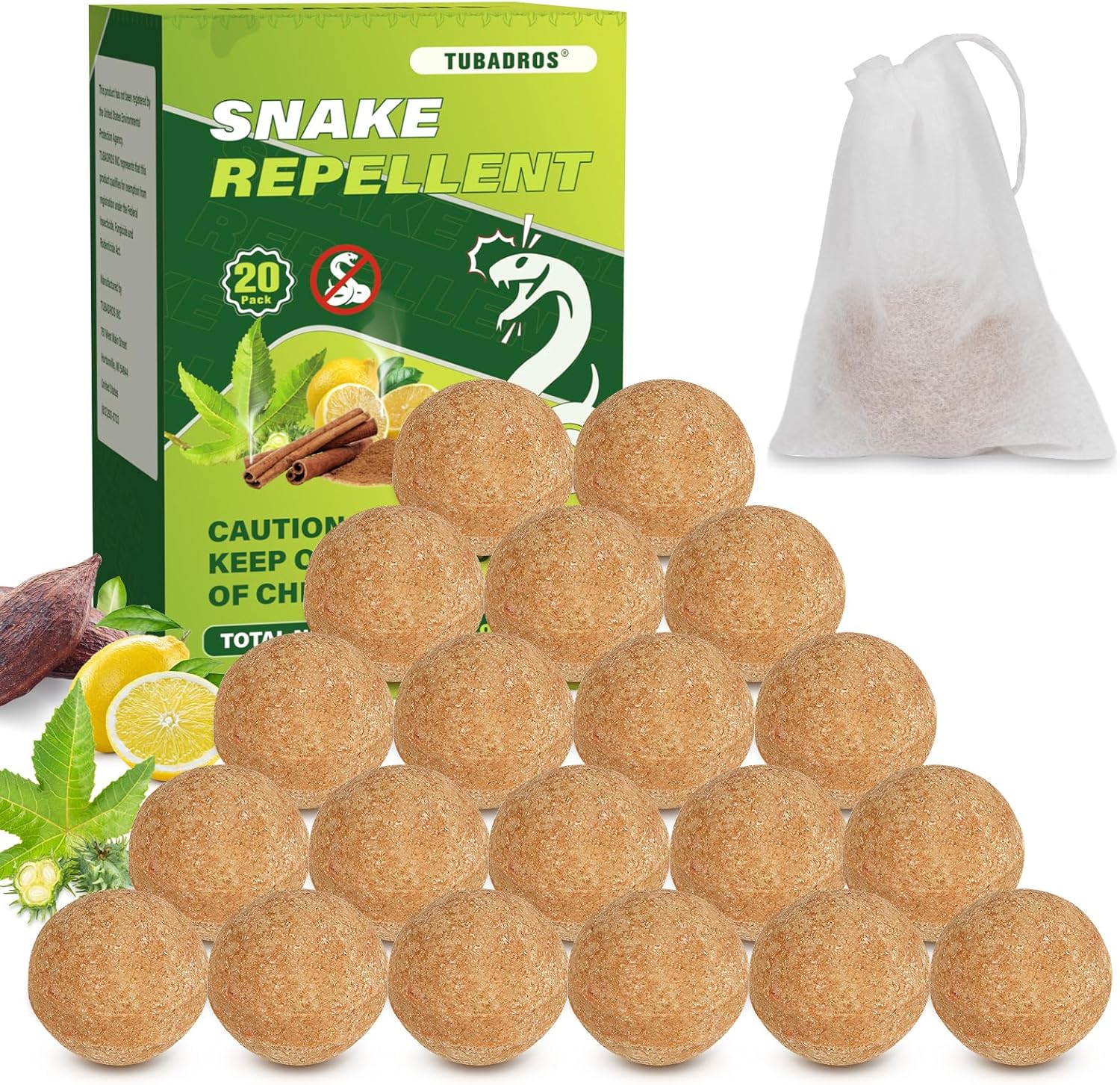 Snake Repellent, 20 Pack Natural Plant Essential Oils to Repel Snake, Snake Away for Yard, Snake Away Repellent Ball for Outdoors Indoor Use