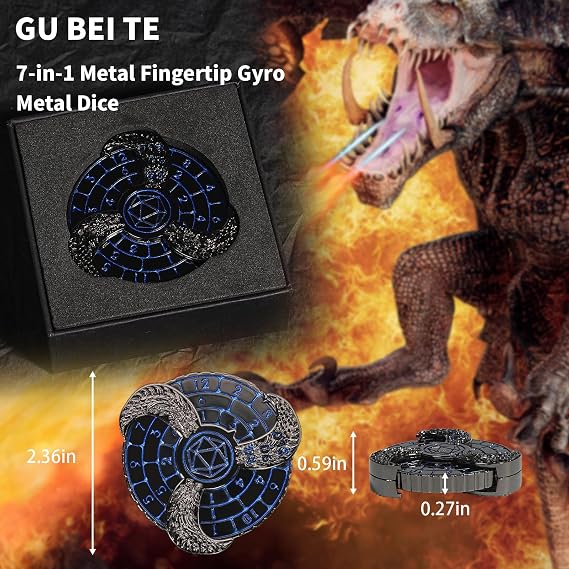 Metal DND Spinner Dice Set, Fingertip Gyro with Gift Box RPG MTG