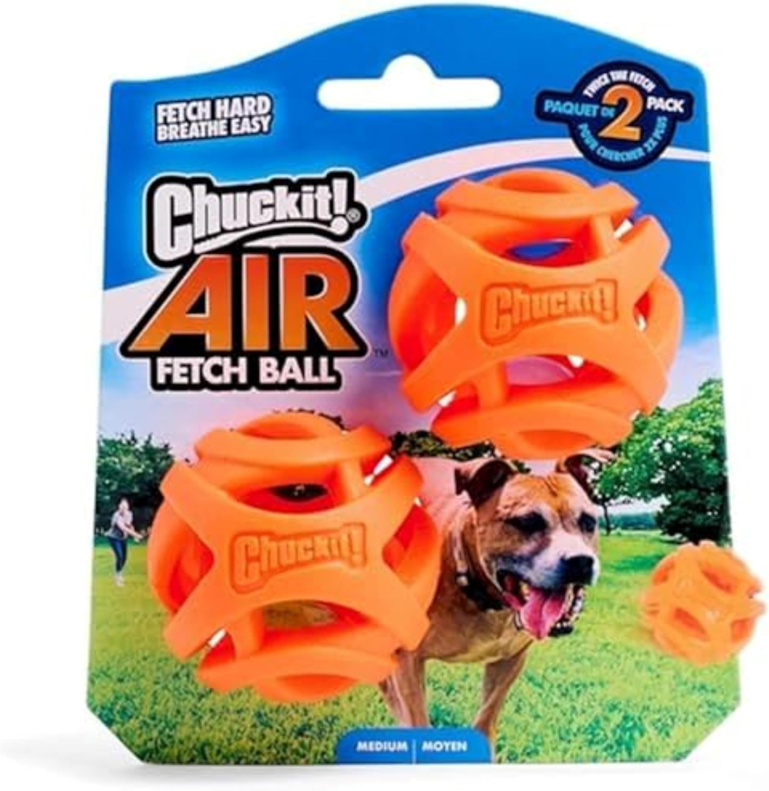 Air Fetch Ball – Durable Rubber Dog Toy, Lightweight Exercise Fetch Ball, Compatible with Launcher, Medium, 6.5 cm (Pack of 2)