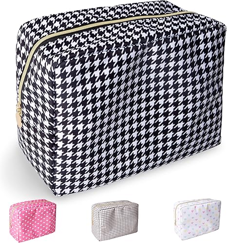 izuzta Nylon Lager Pequeño Slim Mini Maquillaje Bolsa Organizador, Negro (black Houndstooth), Viajes