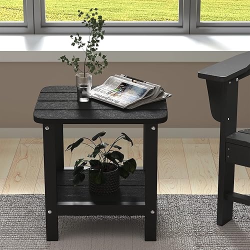 Miniatura 7 de SERWALL Mesa auxiliar Double Adirondack, Mesa auxiliar de forma rectangular, Negra