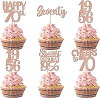 Vista 15 de 30 piezas de decoraciones para pastel de cumpleaños número 10, decoraciones de cupcakes negras con brillo, 10 feliz cumple, directo desde 2016, 10