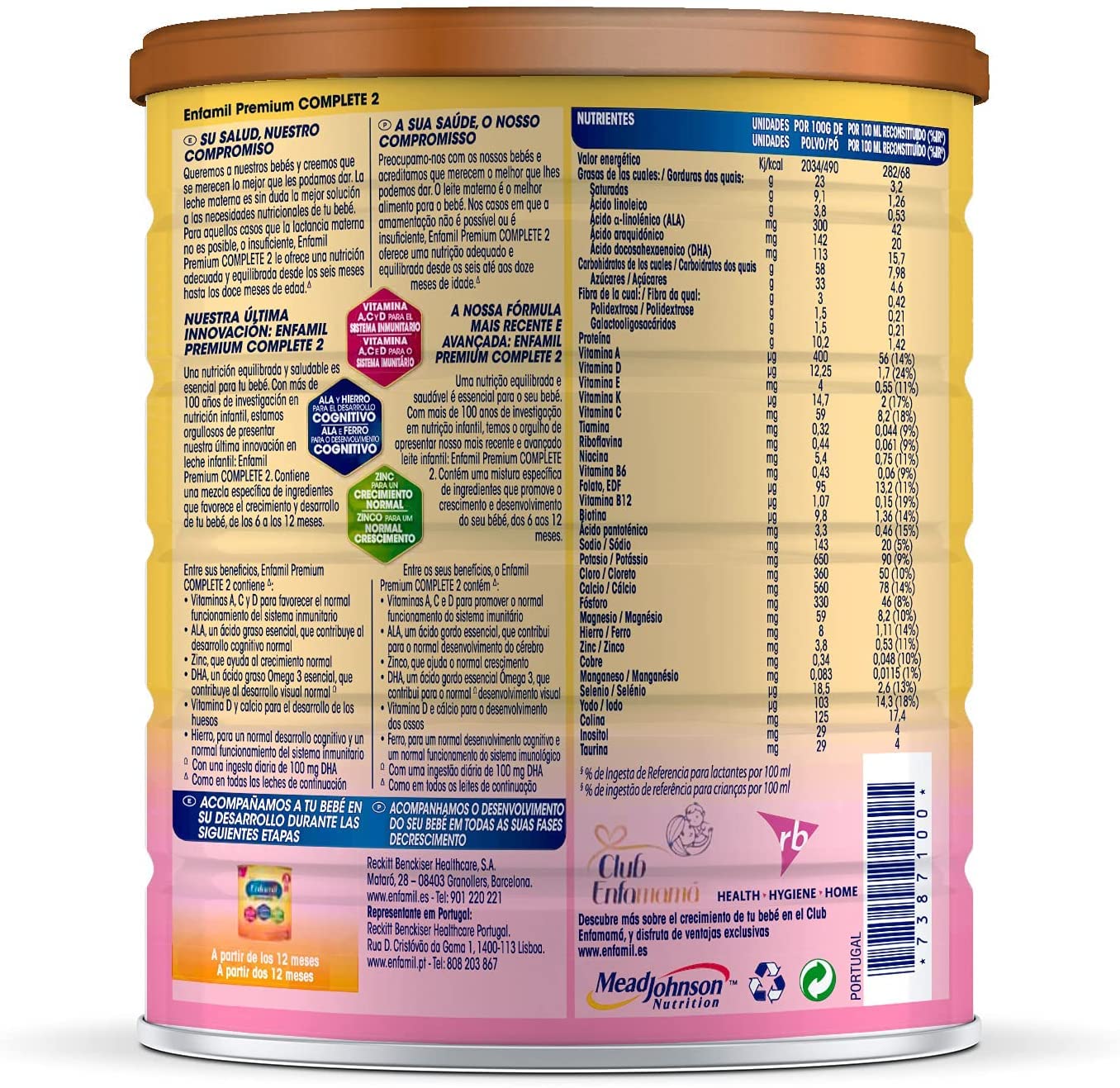 Enfamil Premium Complete 2 - Leche Infantil De Continuación Para Lactantes Bebés De 6 A 12 Meses - 800 g — view 2