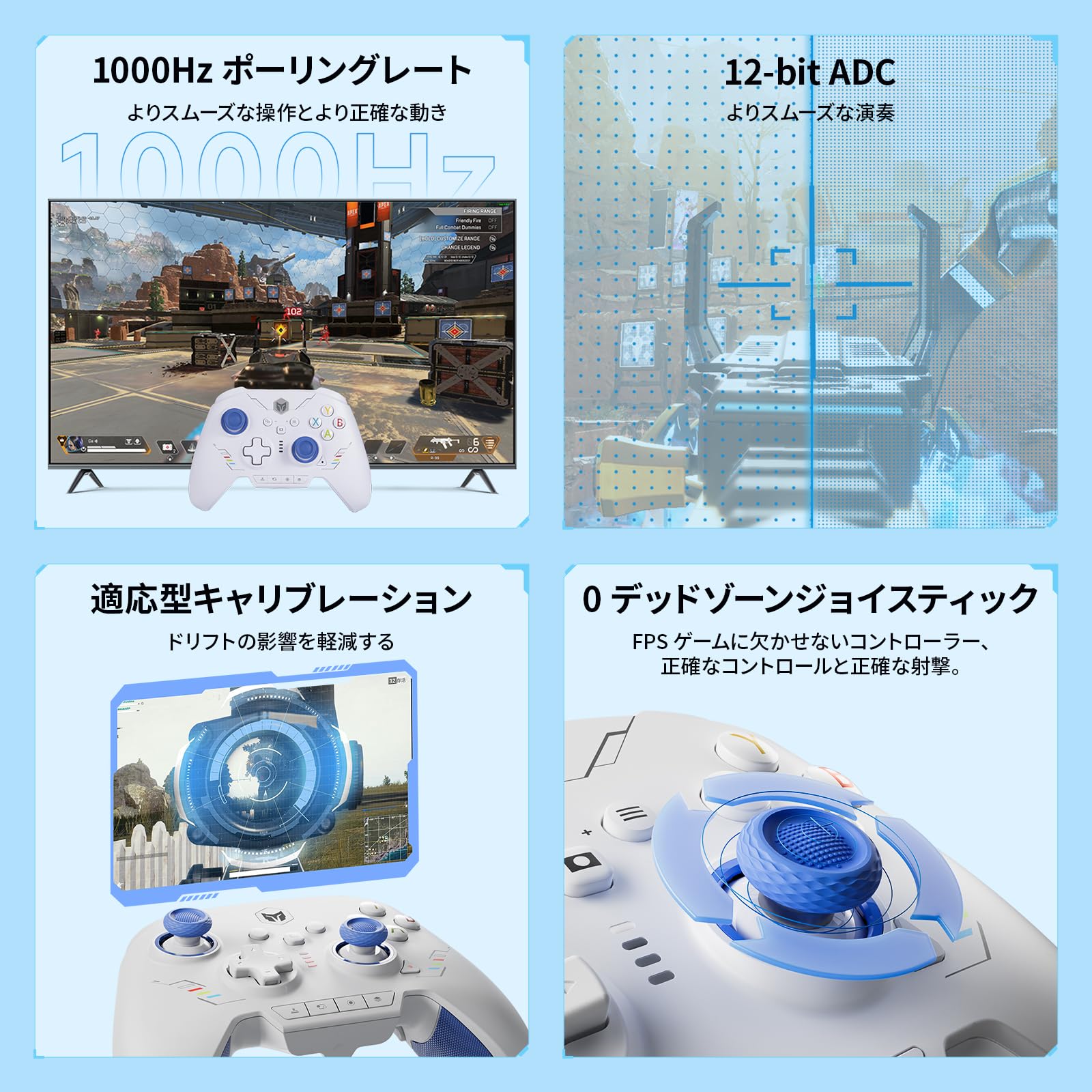Controladores de PC, BIGBIG WON Rainbow2 SE Controlador inalámbrico Control de movimiento, Disparador de efecto Hall, 3 juegos de joysticks, D-pad de 4 y 8 vías, Controlador para Switch/PC/Android/iOS