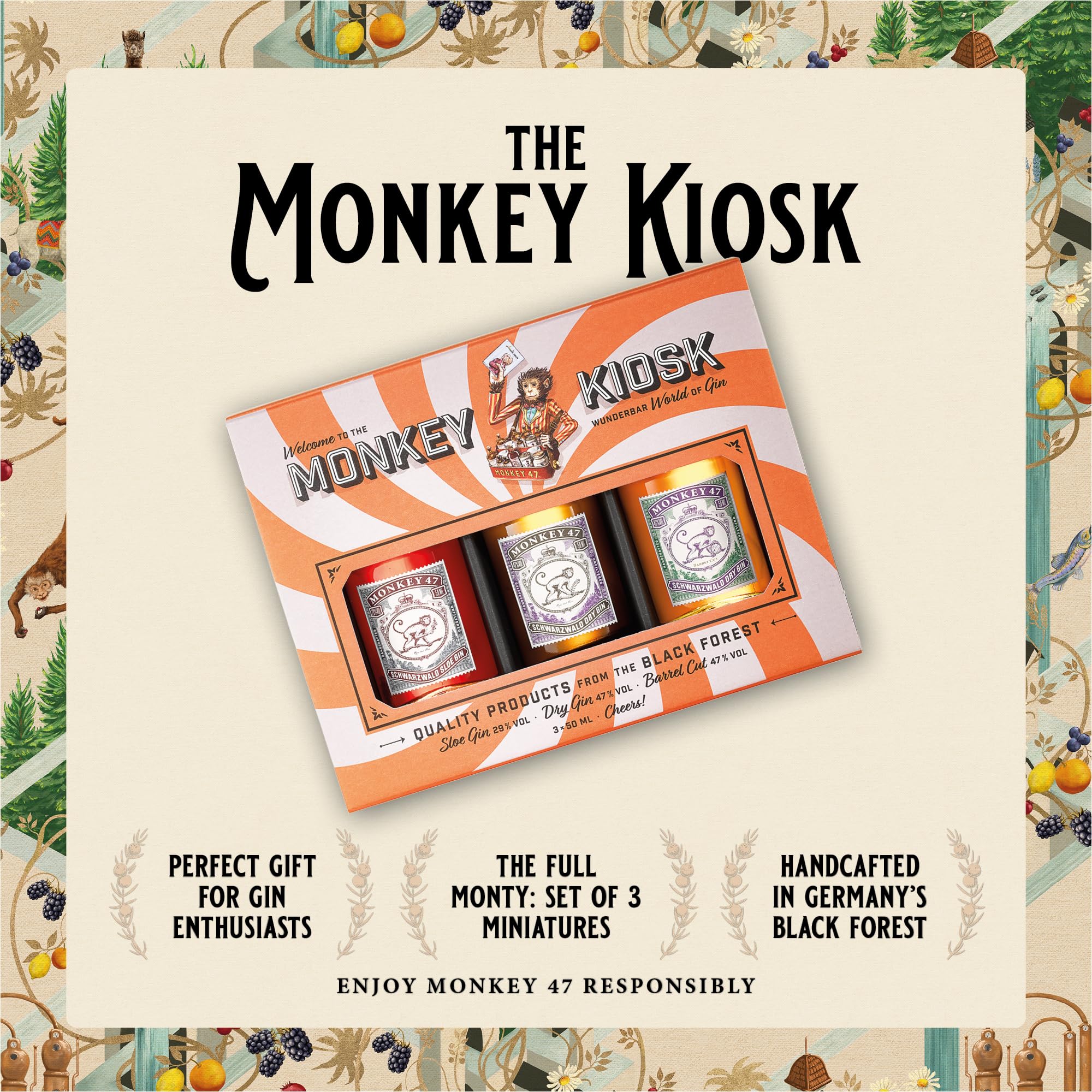 Monkey 47 Gin Kiosk Gift Set (3 x 5 cl) : Amazon.co.uk: Grocery
