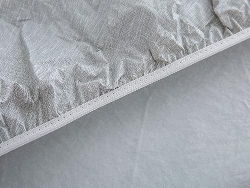 Miniatura 6 de Mantel de vinilo ajustable con respaldo de franela con borde elástico, impermeable, a prueba de aceite, resistente a las manchas, cubierta de mesa