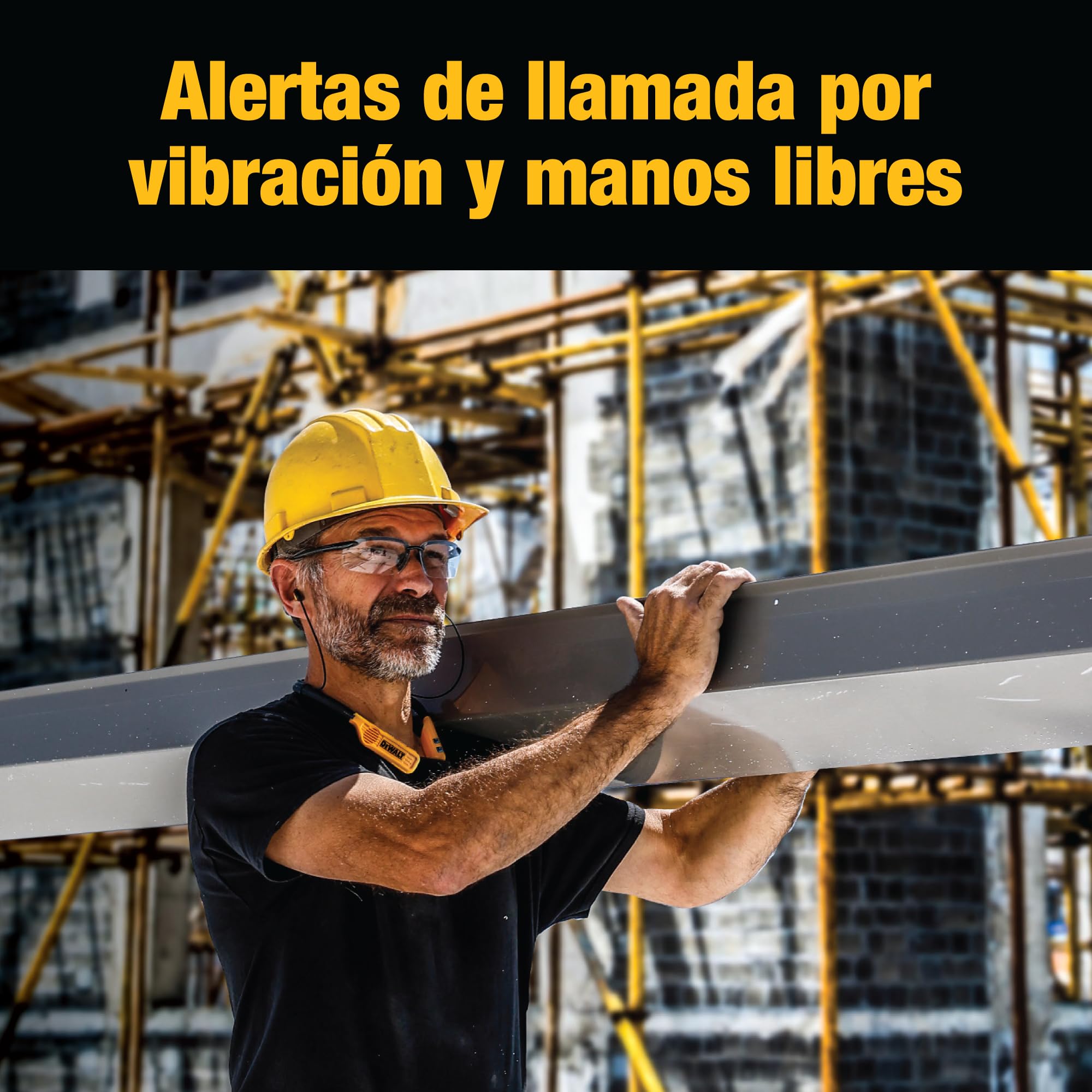 DEWALT Auriculares Inalámbricos Bluetooth 2-en-1 con Altavoces Integrados, Cascos Inalámbricos Bluetooth de Diadema, 60h Autonomía, Cancelación de Ruido, IP56, Manos Libres para Trabajo y Llamadas