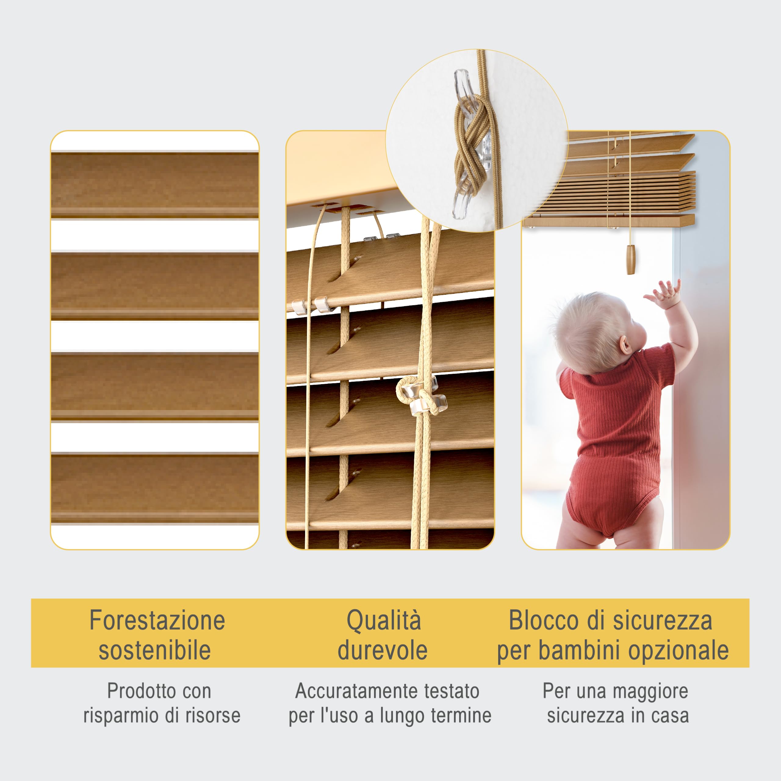 Sol Royal Veneziana in Legno SolDecor JH3 Stile Quercia - 70x130 cm - Tenda Veneziana di Legno da Interno ed Esterno - Veneziana Finestra - Prodotta nel Rispetto dell'ambiente - con Cordino