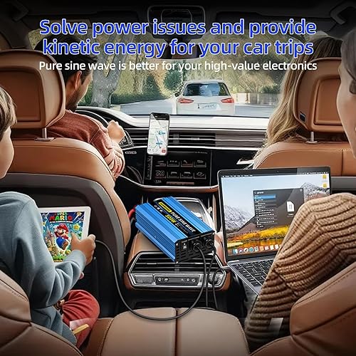 Miniatura 3 de SUNWHEEL Inversor de onda sinusoidal pura de 500 W, 12 V CC a 110 V120 V CA inversor de corriente para automóvil con 2 salidas de CA y pantalla LCD