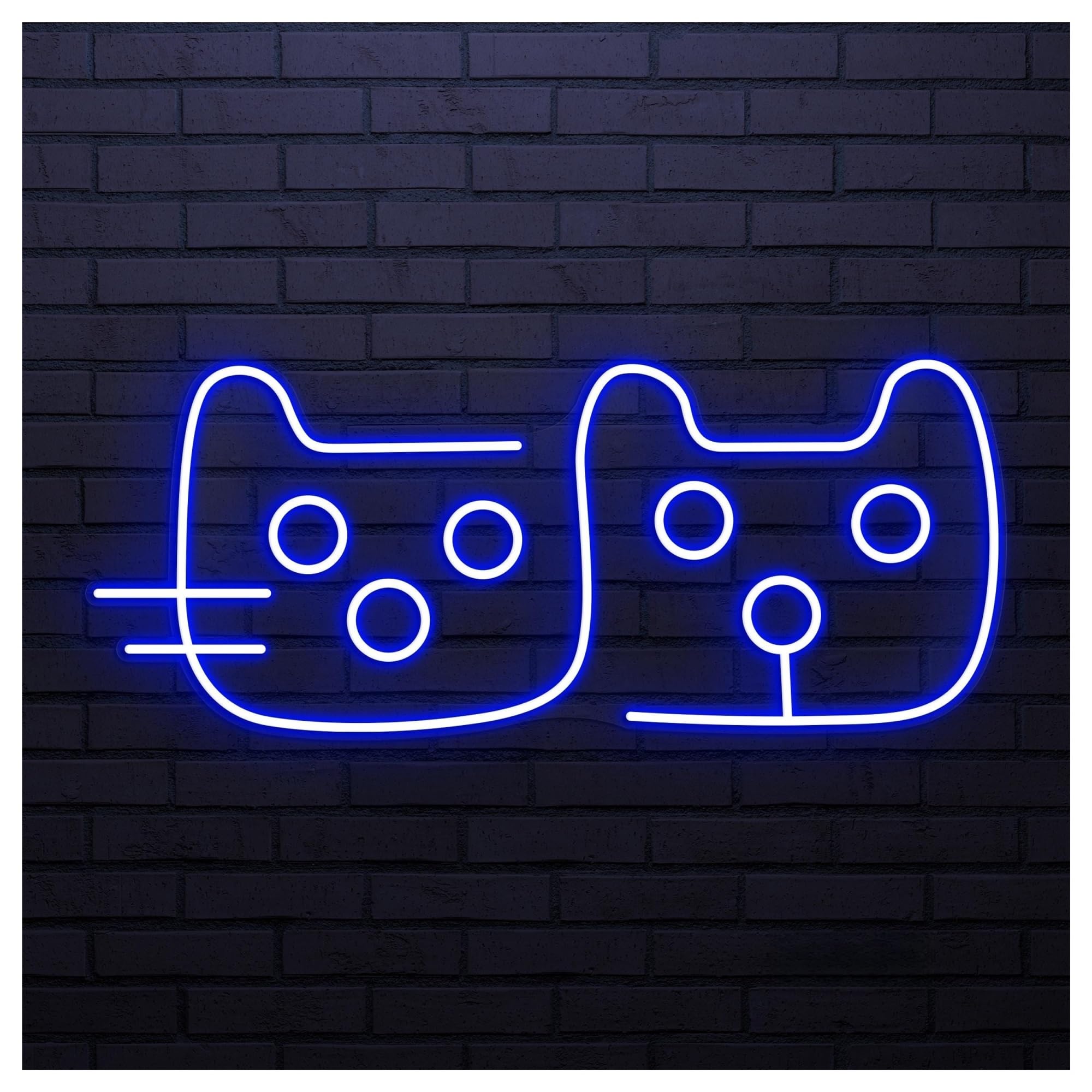 RONGCH Hanging Art Signs Double Cat Neon Sign, Suitable for Cafe Animal Shop Decor with Brightness Adjustable 45cm(Blue)
