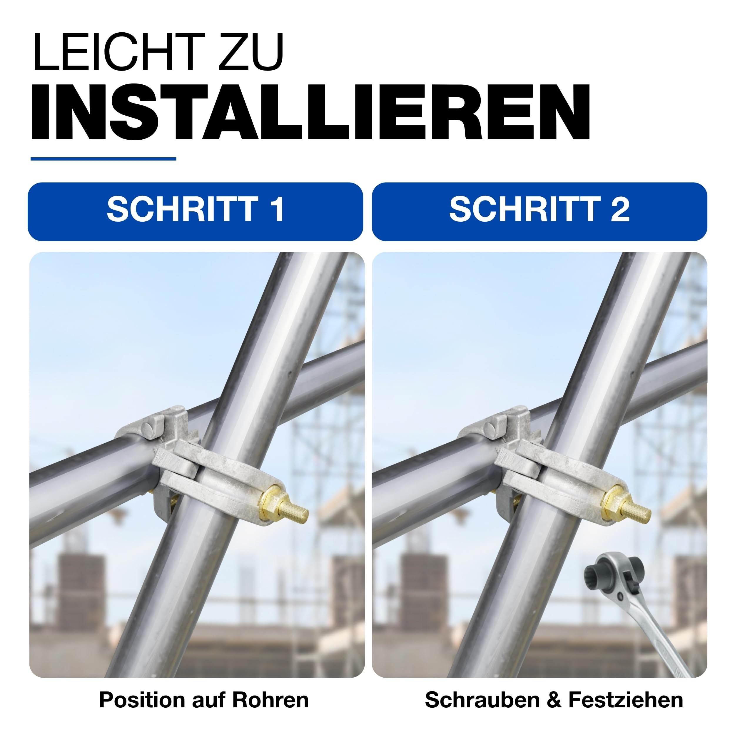 GeZu Impex Drehkupplung SW 22 Feuerverzinkt 48 x 48 mm Gerüstkupplung Gerüstschelle