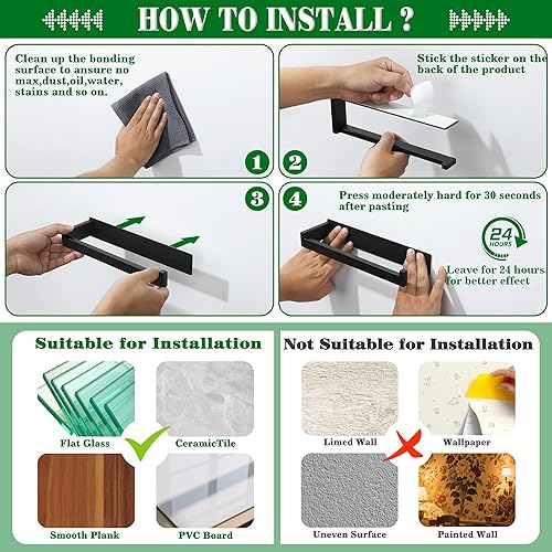 Miniatura 9 de Alise Soporte de papel higiénico adhesivo para papel higiénico para baño, soporte para rollo de papel higiénico autoadhesivo, acero inoxidable