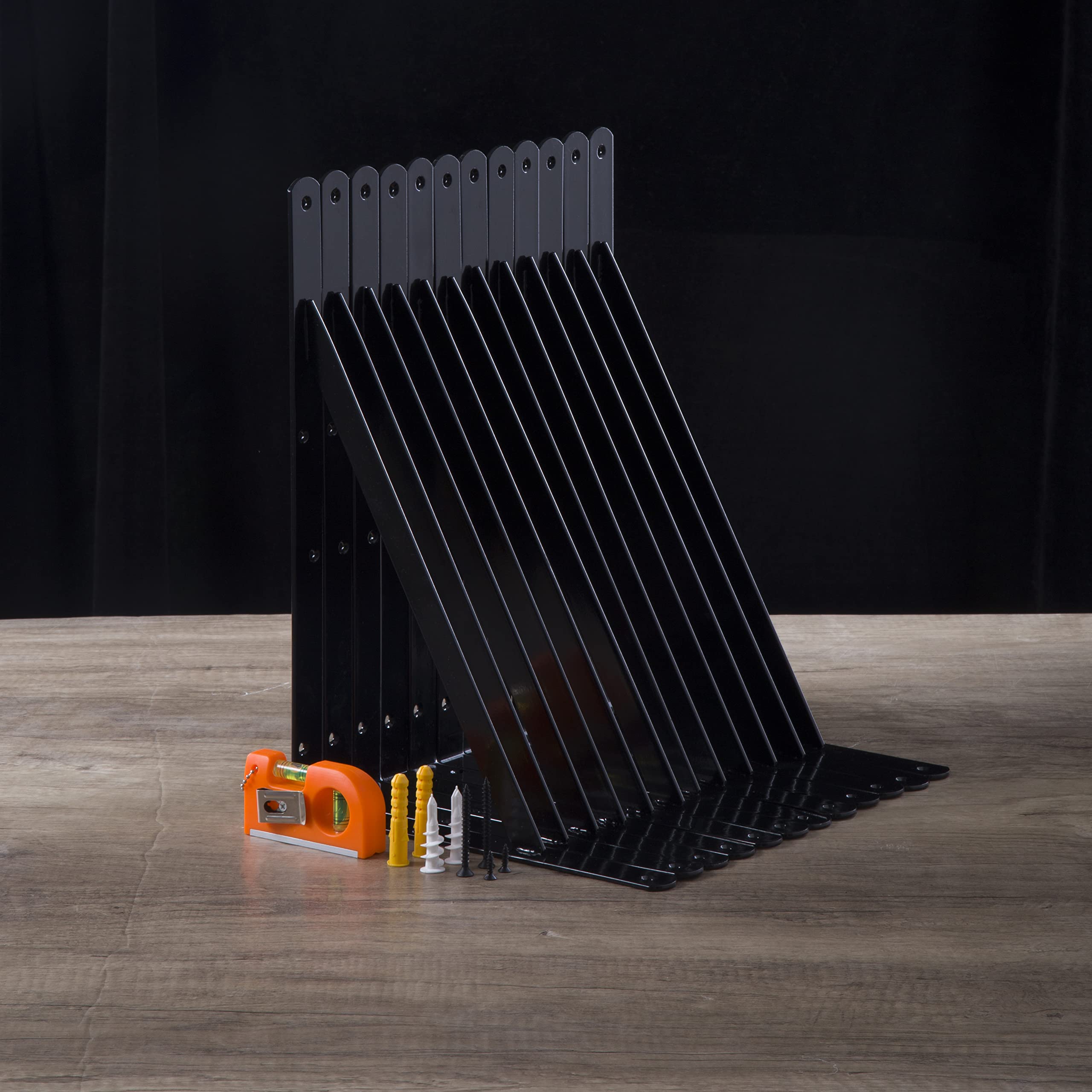 NEODROP 12 Stück 35,6 cm robuste Regalhalterungen, große Wandhalterung für Garagenregale, schwarzer pulverbeschichteter Stahl