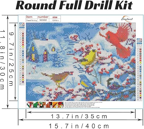 Miniatura 3 de Kits de pintura de diamantes de Navidad kit de arte de diamante de invierno para adultos taladro redondo completo pintura con diamante para regalo