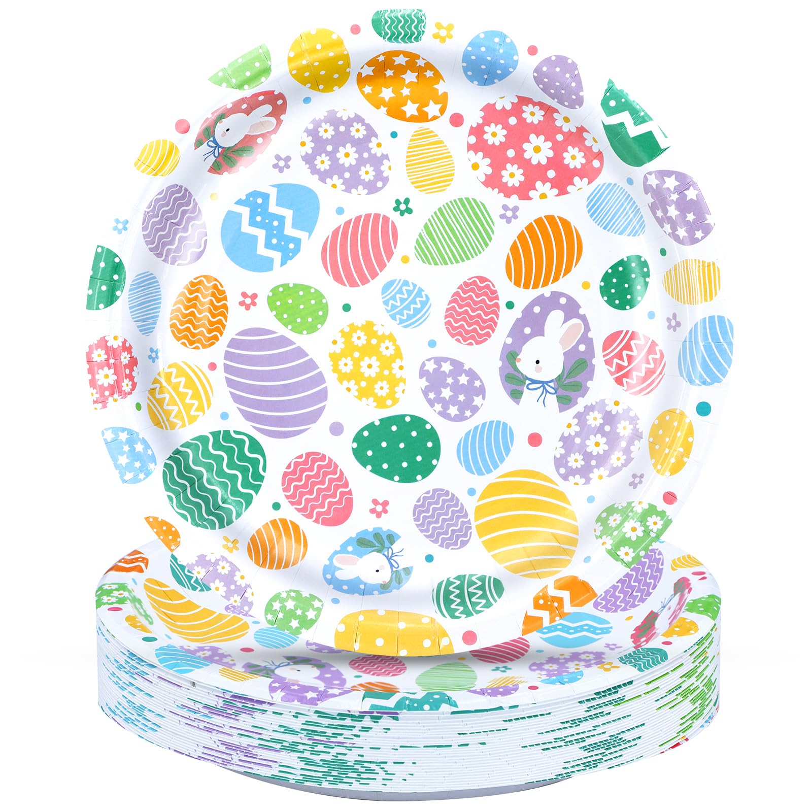 BFB Easter Egg Dessert Paper Plates Set 50 Disposable 7in Party Plates for Happy Easter Party Supplies