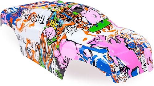 Miniatura 2 de Reemplazo de estilo de cerdo rosa con graffiti de cuerpo personalizado compatible para automóvil o camión RC escala 1/10 (camión no incluido)
