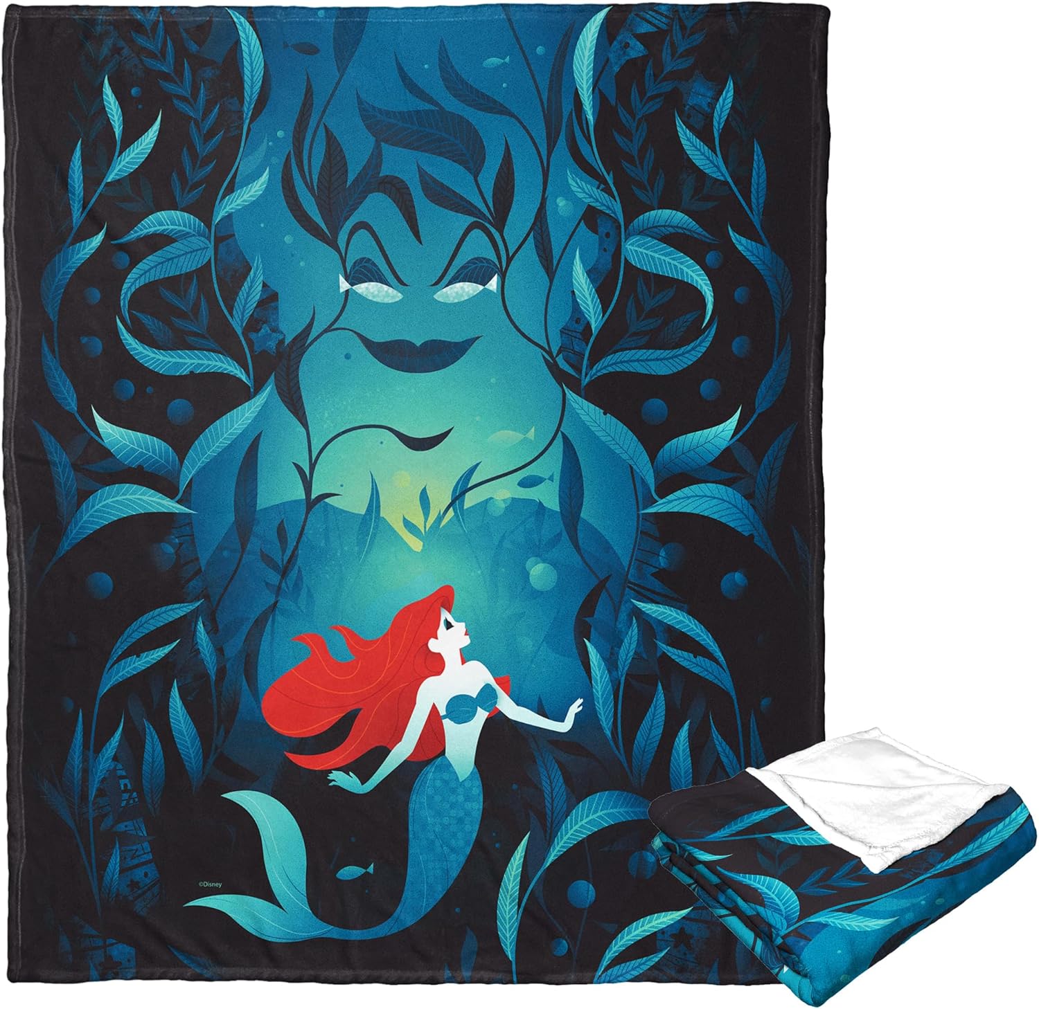 Northwest Little Mermaid/Ariel Silk Touch Throw Blanket, 50" x 60", Ariel and Ursula