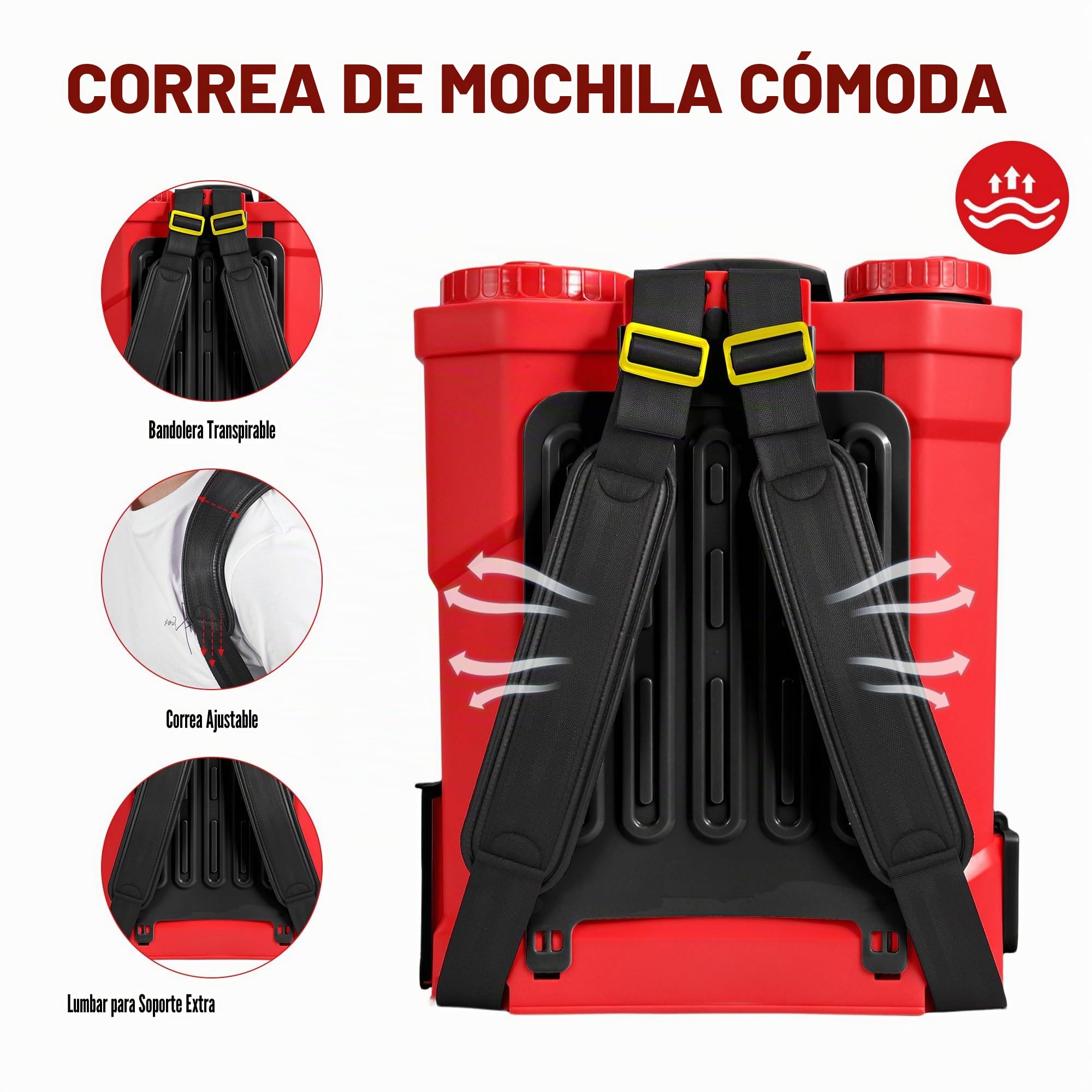 ONEVAN Pulverizador Eléctrico 20L Función Mezcladora 2x3,0Ah y 5 Boquillas | 0-100PSI ajustable, varilla telescópica hasta 41", para 20 tanques, 5 boquillas, sistema de mezcla integrado muy eficiente
