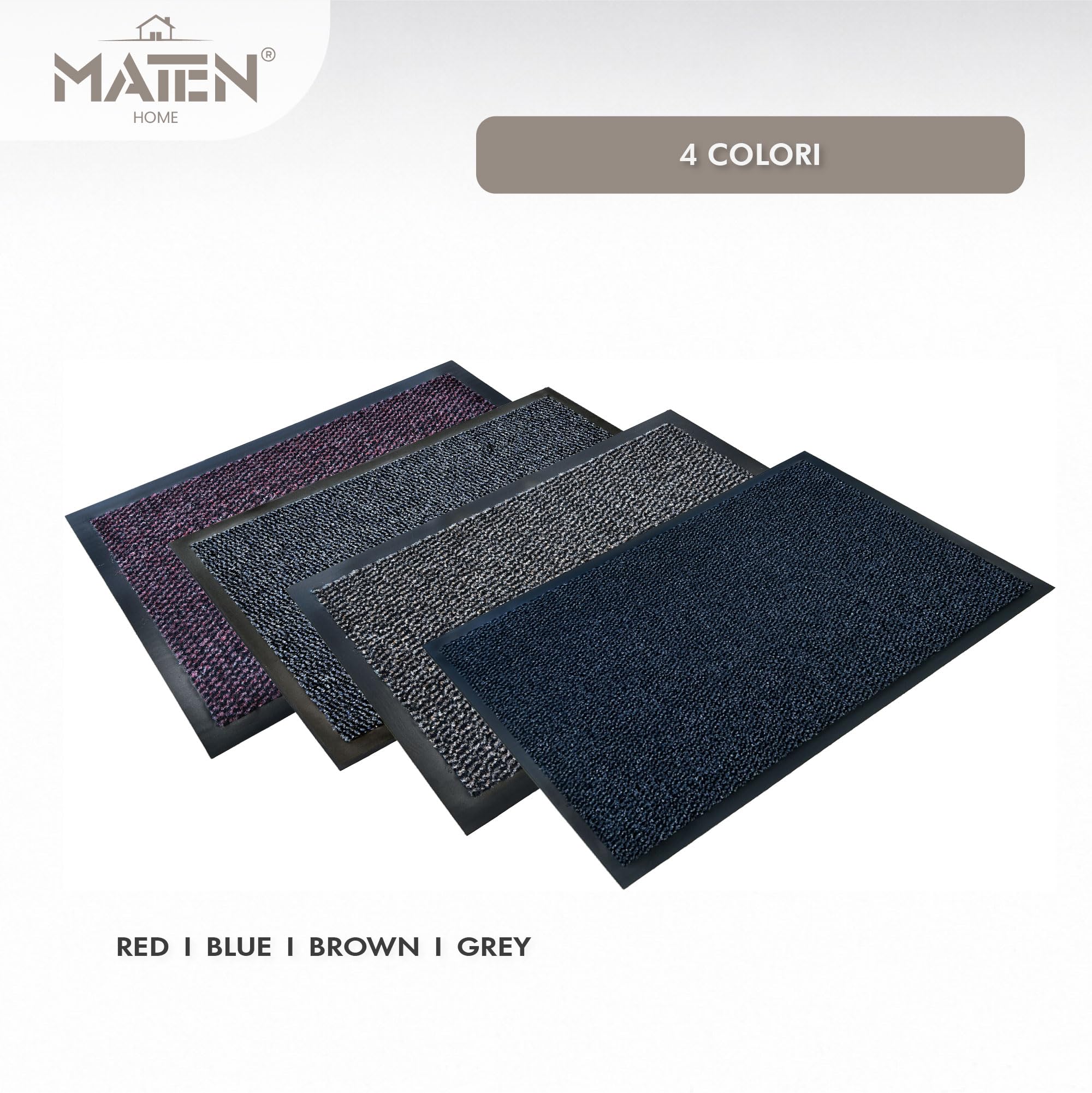 MATEN Basic Asciugapassi – Zerbino Ingresso Antiscivolo Assorbente in Tessuto assorbente e Vinile | Tappeto Antipioggia per Porta Casa, Ufficio e Condominio | 150x90 | Made in Italy