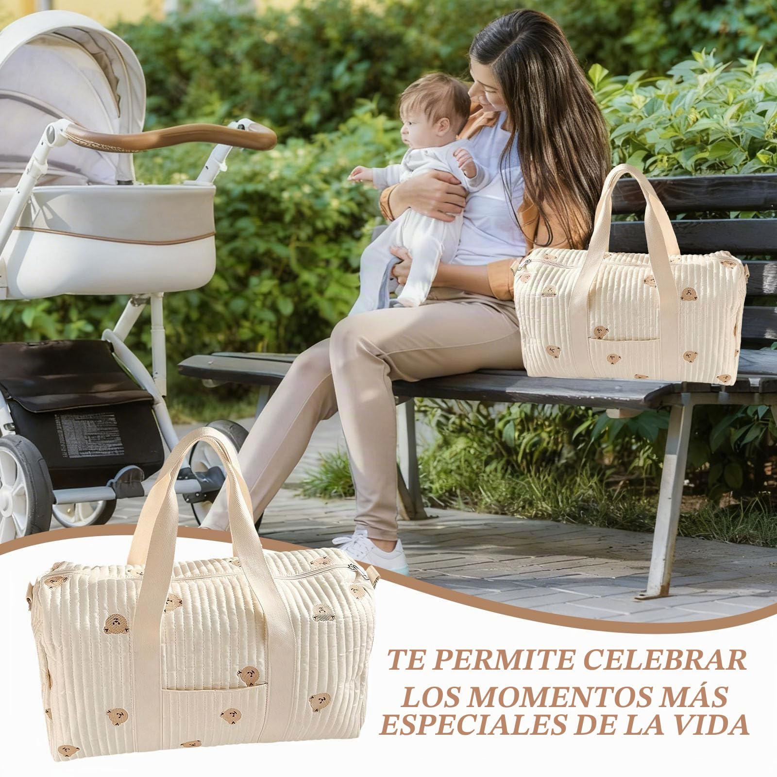 Bolsa Maternidad Hospital,Bolso Bebe Hospital Multifuncional,Bolsa de Pañales para Mamá de Gran Capacidad con Tirantes Ajustables para Maternidad y Cambio de Bebé