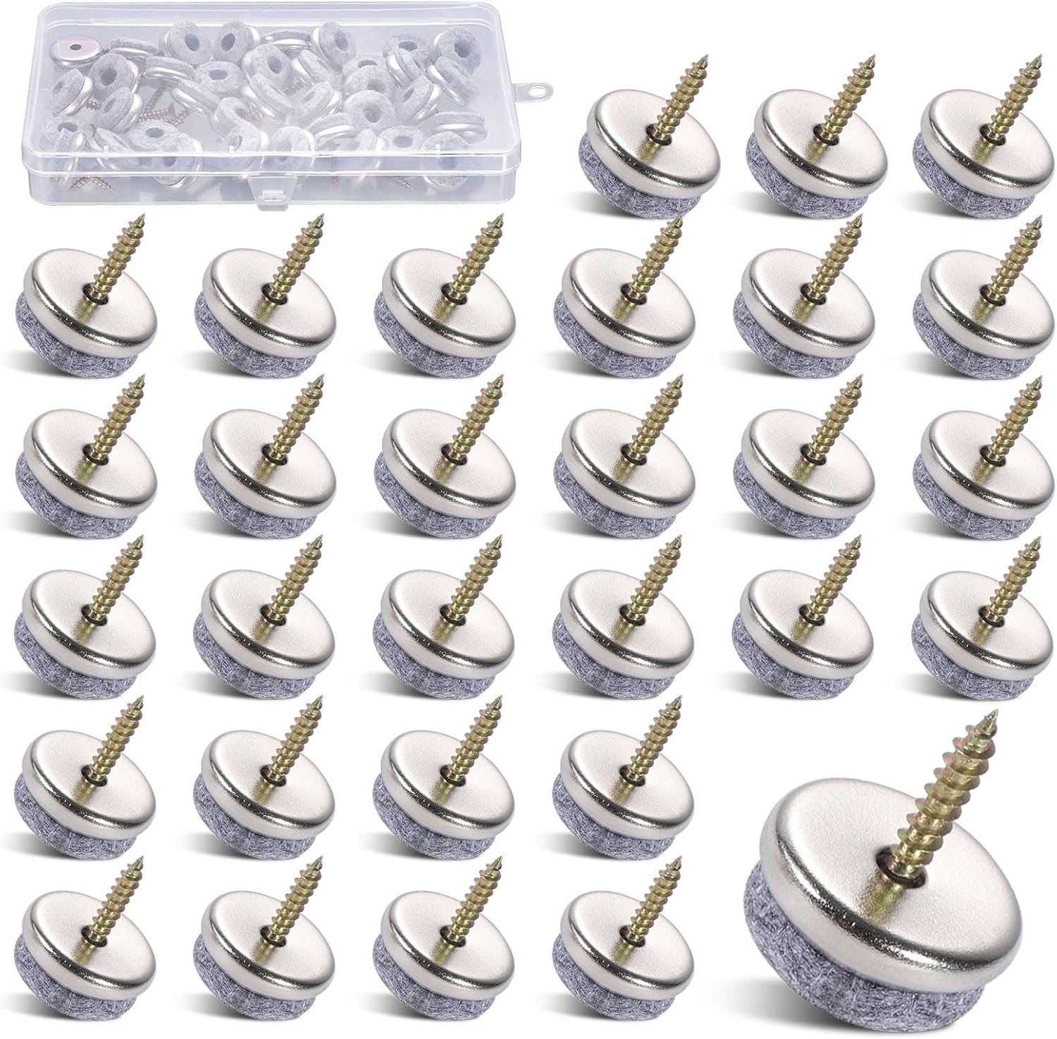 Pack of 40 Felt Gliders Screws, 22 mm Chair Gliders, Felt Gliders, Nail