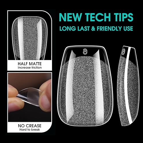 Miniatura 3 de Puntas de uñas de gel suave de ataúd corto, 120 puntas de extensión de uñas con forma de cobertura completa, puntas de uñas postizas acrílicas de