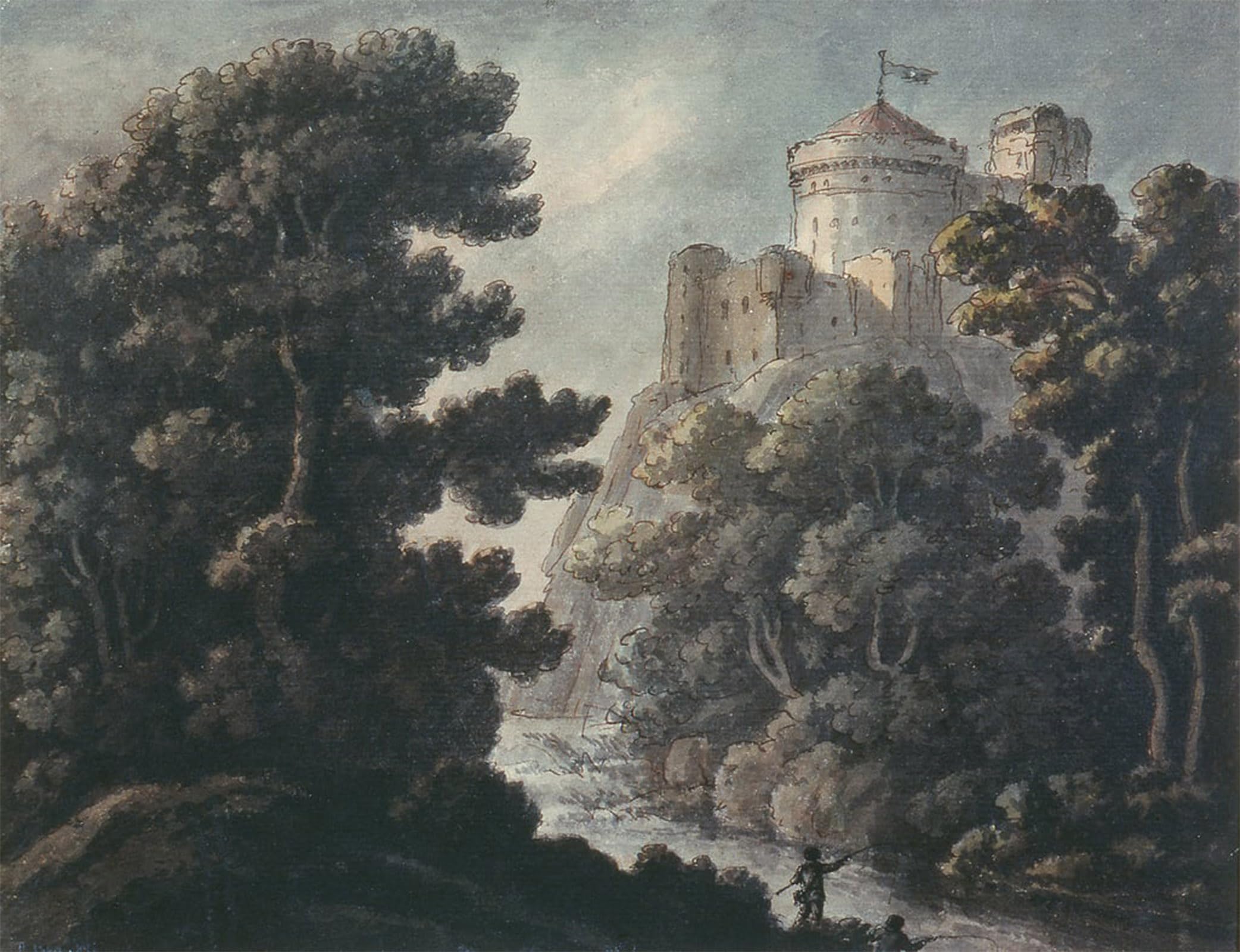 ARTXLXXBN Famous Art Print Poster Vintage Wall Art Landscape with Castle on a Rock by Robert Adam Canvas Art Poster for Home Decor 60x90cm