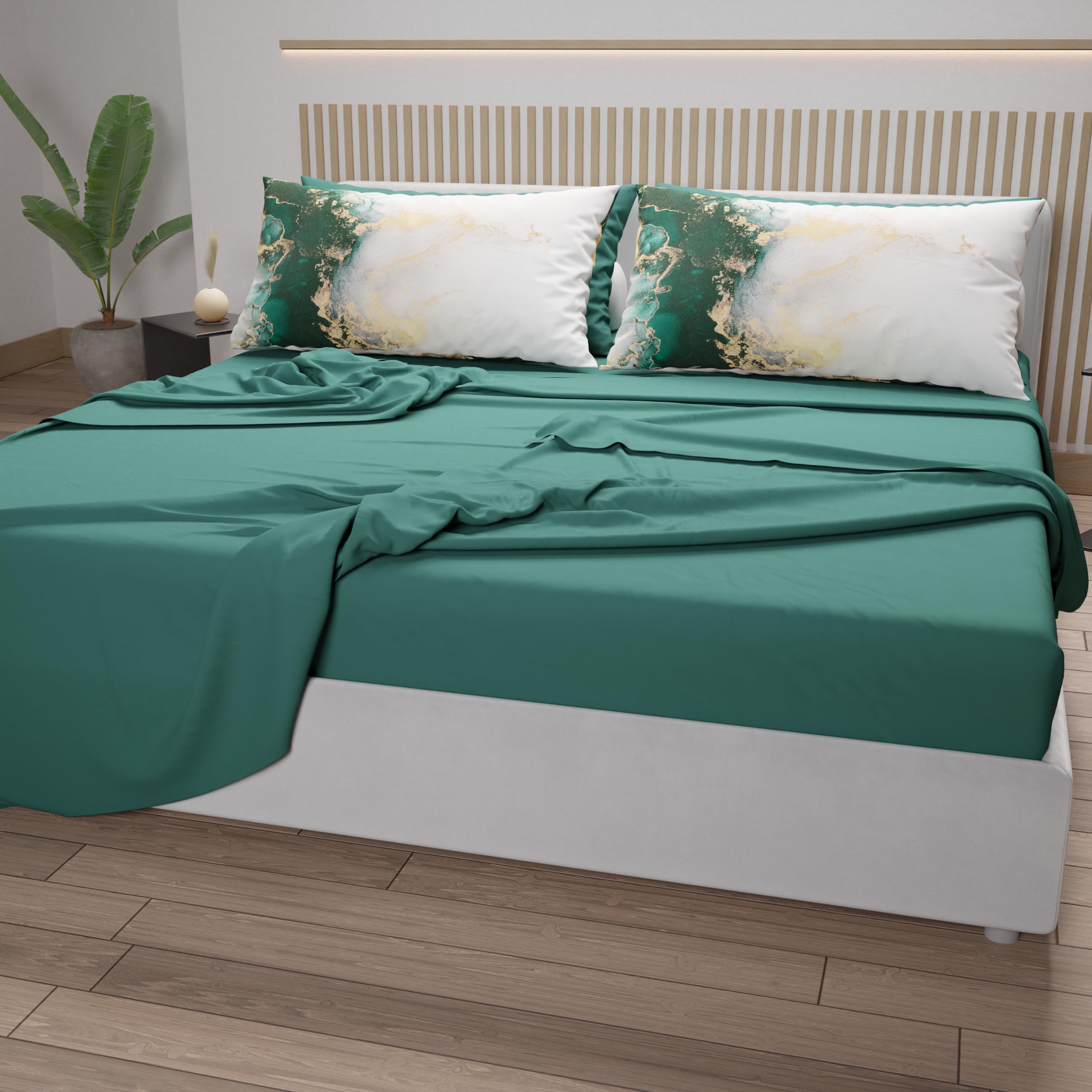 PETTI Artigiani Italiani - Cotton Sheets with Pillowcases in Digital Print, Pizza and a Half Bed Set, Teal Blue, 100% Made in Italy - Image 3