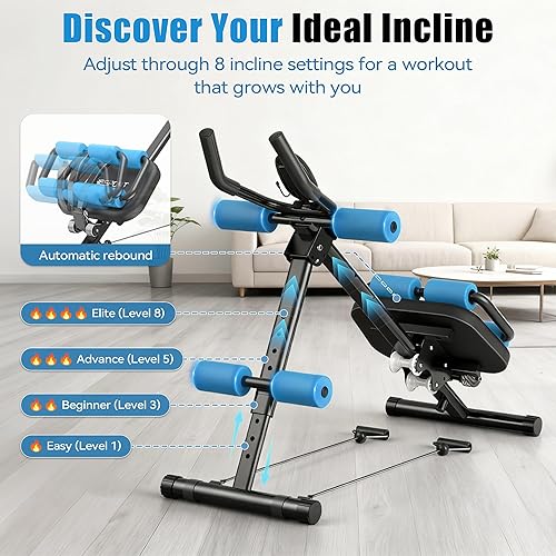 Vista 3 de EPHESPORT Máquina Multifuncional para Abdominales, Entrenador de Crunch y Sentadillas para el Core para Entrenamiento de Abdomen, Equipo de Azul