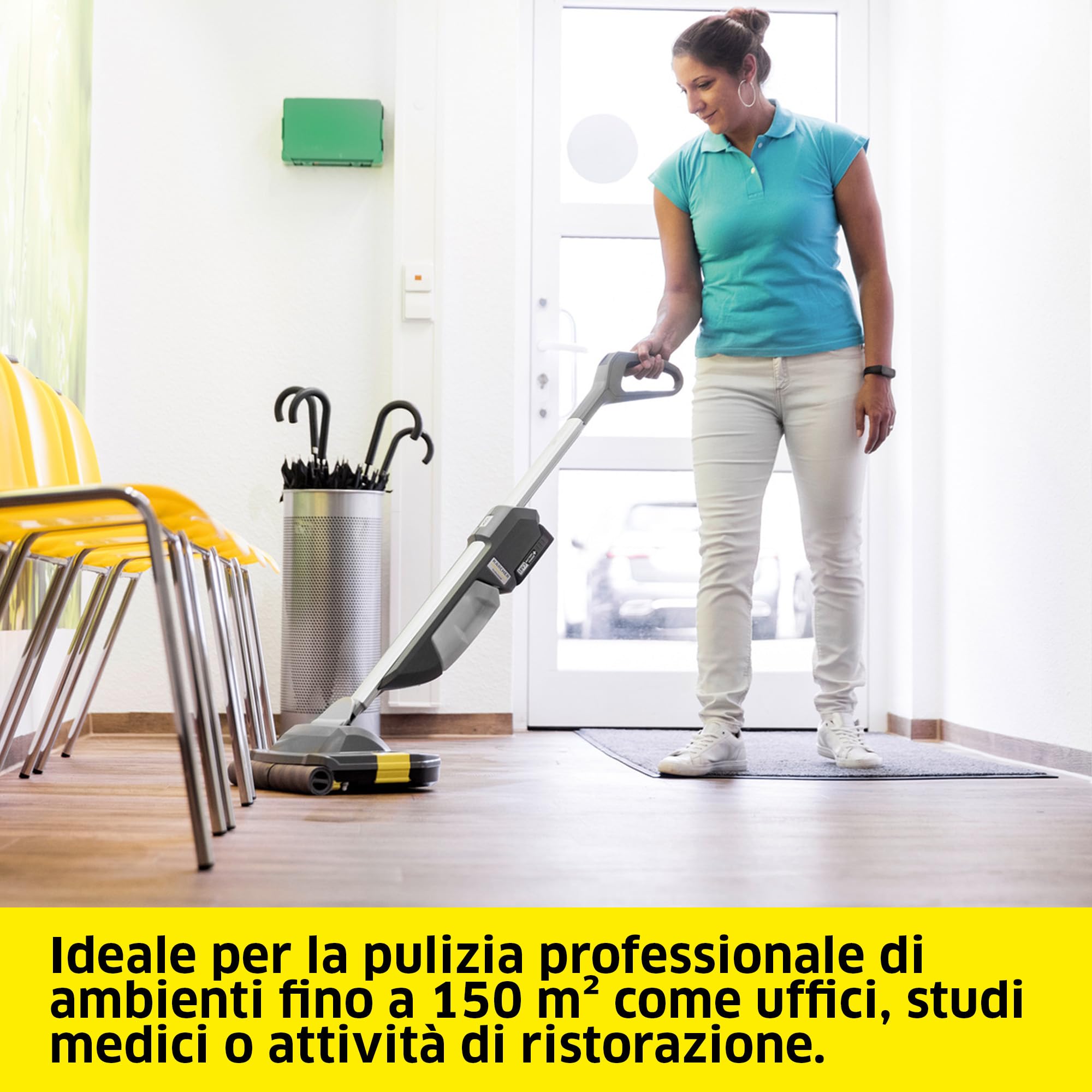 Kärcher BR 30/1 Lavapavimenti professionale a batteria, Fino a 200m², 650 rotazioni/min., 2 rulli inclusi, pulizia rapida ed efficace per tutti i tipi di pavimento, adatta a piccole aziende